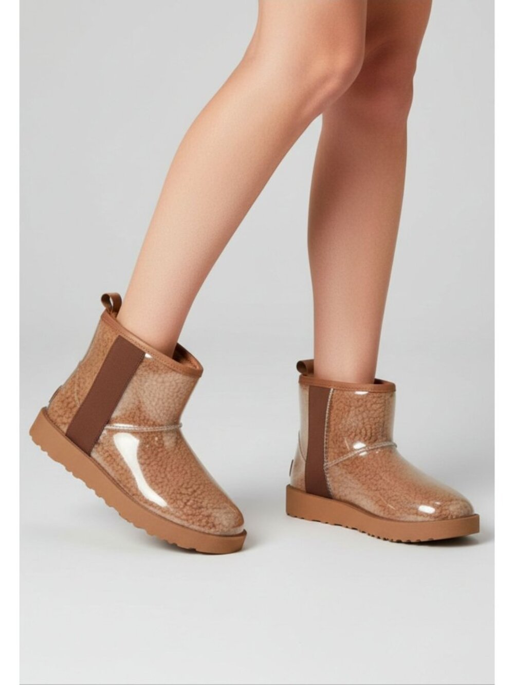 Clear Shearling-Lined Waterproof Ankle Boots With Transparent Outer Layer For Wo